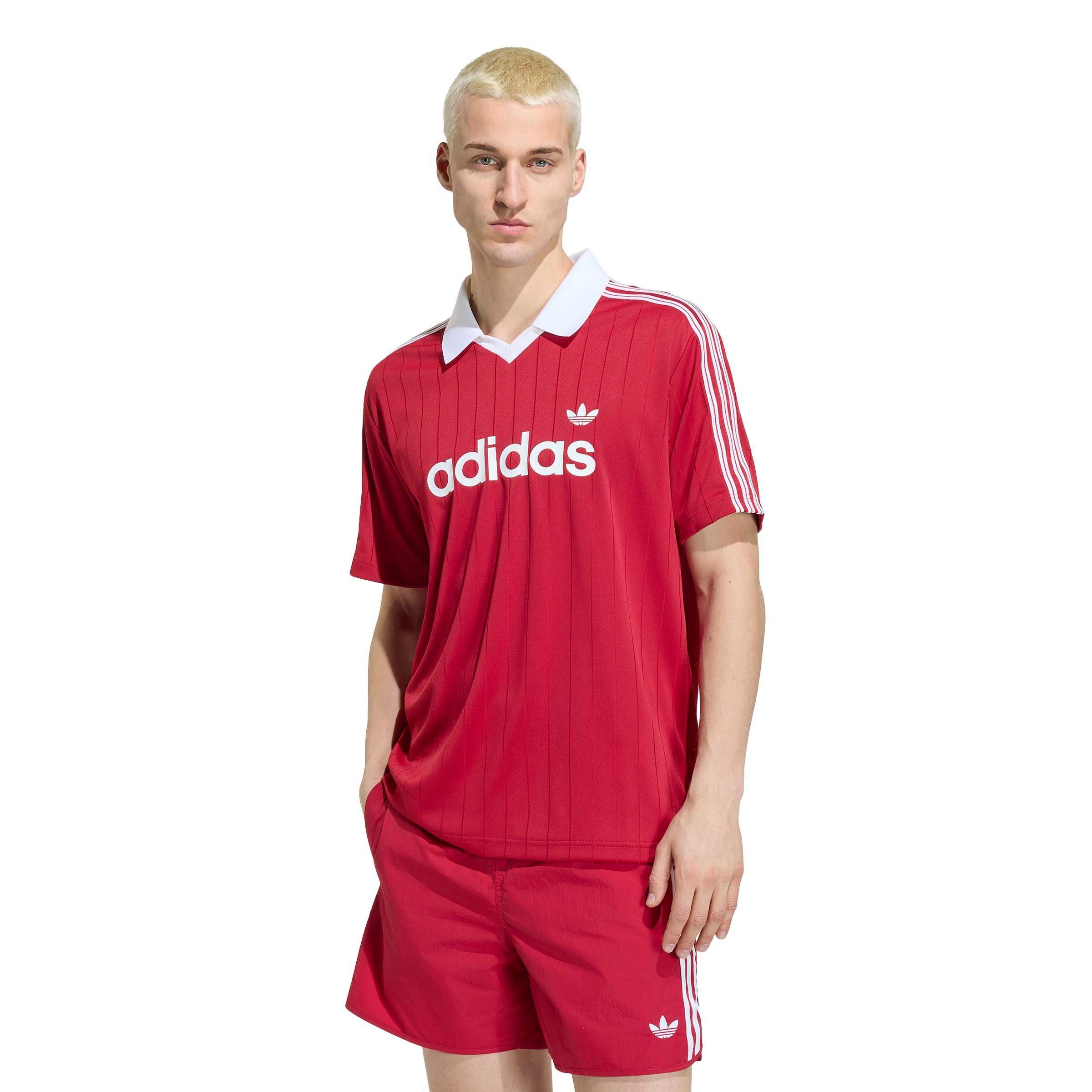 adidas Originals Men's Pinstripe Drop Needle Jersey - Red - RED